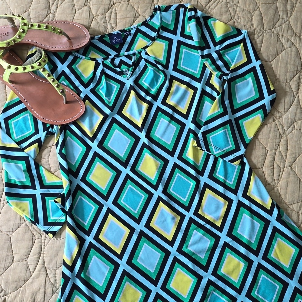 Kaari Blue A-Line Geometric Dress
